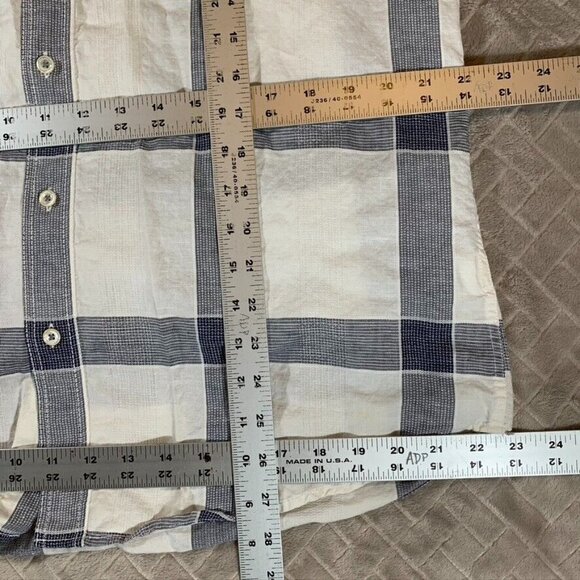 Men's Casual Button Down Shirt - Blue and White Plaid - Picture 6 of 12